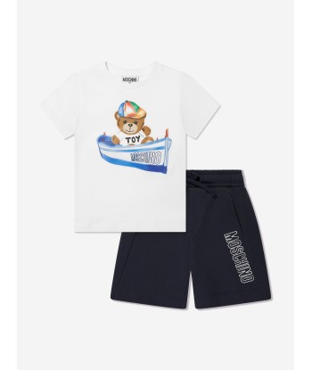 Moschino Boys T-Shirt And Shorts Set in White français