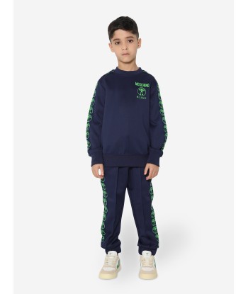 Moschino Boys Milano Logo Sweatshirt in Blue français