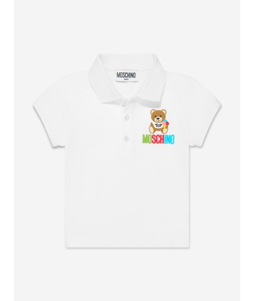 Moschino Baby Boys Teddy Logo Polo Shirt in White outlet