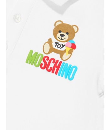 Moschino Baby Boys Teddy Logo Polo Shirt in White outlet