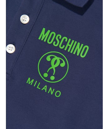 Moschino Boys Milano Logo Polo Shirt in Navy shop