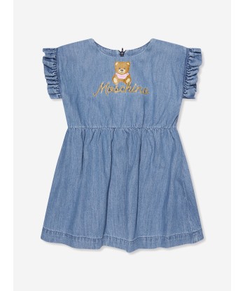 Moschino Baby Girls Denim Bear Dress in Blue en ligne