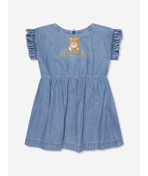 Moschino Baby Girls Denim Bear Dress in Blue en ligne