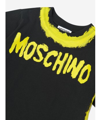 Moschino Boys Painted Logo Maxi T-Shirt in Black en ligne des produits 