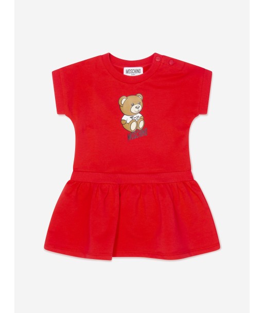 Moschino Baby Girls Teddy Bear Logo Dress in White Fin de série