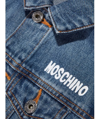 Moschino Kids Teddy Logo Denim Jacket in Blue Livraison rapide