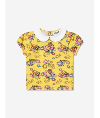 Moschino Baby Girls Teddy Flower T-Shirt in Yellow Dans la société mordern