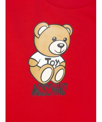 Moschino Baby Girls Teddy Bear Logo Dress in White Fin de série