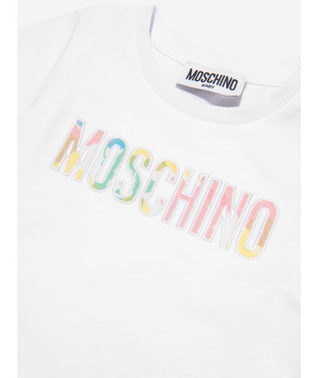 Moschino Baby Girls Teddy Logo Dress With Gift Box in White brillant des détails fins