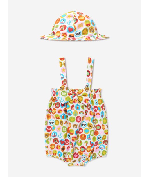 Moschino Baby Girls Romper And Hat Gift Set in Multicolour en ligne