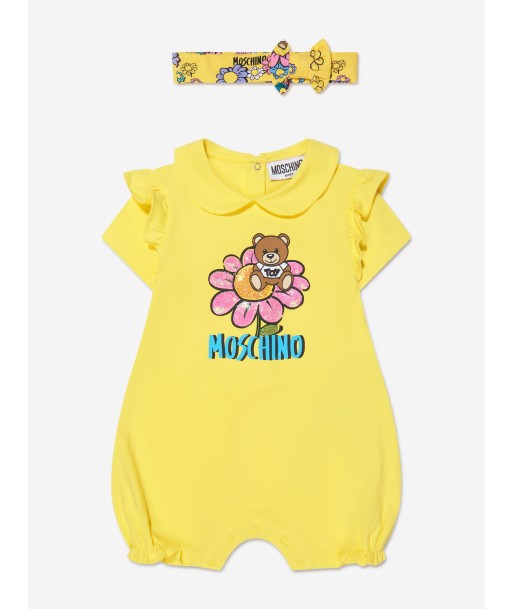 Moschino Baby Girls Romper And Headband Gift Set in Yellow une grave pollution 