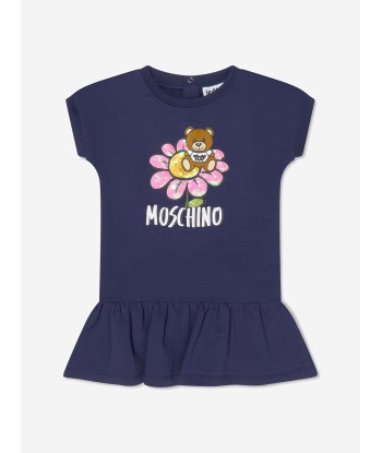 Moschino Baby Girls Teddy Flower Dress in Navy basket pas cher