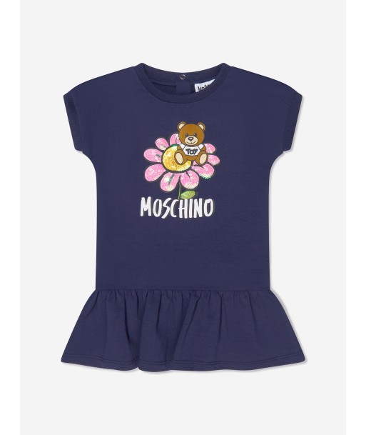 Moschino Baby Girls Teddy Flower Dress in Navy basket pas cher