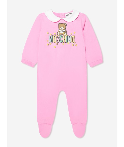 Moschino Baby Girls Teddy Logo Babygrow in Pink sur le site 