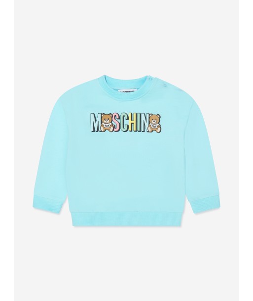 Moschino Baby Teddy Logo Sweatshirt in Blue en ligne des produits 