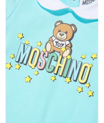 Moschino Baby Boys Teddy Logo Babygrow in Blue pas cheres