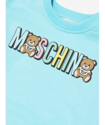 Moschino Baby Teddy Logo Sweatshirt in Blue en ligne des produits 