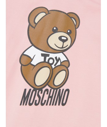 Moschino Baby Girls Teddy Logo Babygrow With Gift Box in White pas cher