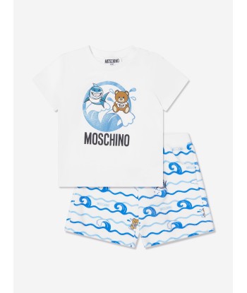 Moschino Baby T-Shirt And Shorts Set in White le concept de la Pate a emporter 