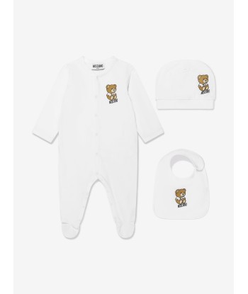 Moschino Baby Teddy Logo Babgrow Gift Set (3 Piece) in White outlet