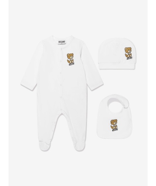 Moschino Baby Teddy Logo Babgrow Gift Set (3 Piece) in White outlet