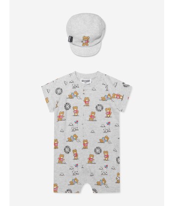 Moschino Baby Boys Romper And Hat Gift Set in Grey l'évolution des habitudes 