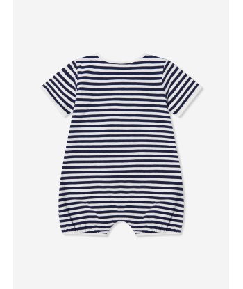 Moschino Baby Boys Striped Romper With Gift Box in Navy suggérées chez