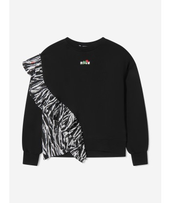 MSGM Girls Frilly Trim Logo Sweatshirt Véritable concentré