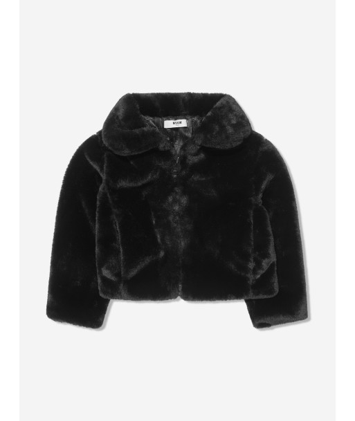 MSGM Girls Eco Fur Zip Up Jacket en stock