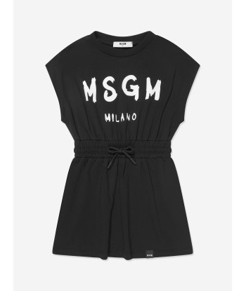 MSGM Girls Sleeveless T-Shirt Dress in Black l'évolution des habitudes 