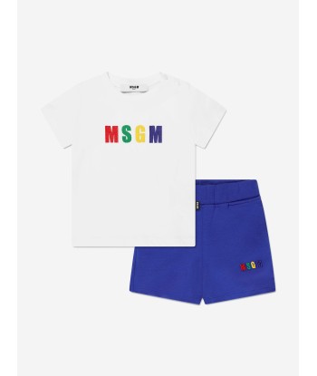 MSGM Baby T-Shirt And Shorts Set in Blue Les magasins à Paris et en Île-de-France