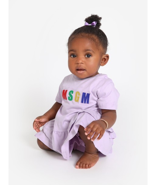 MSGM Baby Girls Logo T-Shirt Dress in Lilac livraison et retour toujours gratuits