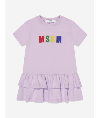 MSGM Baby Girls Logo T-Shirt Dress in Lilac livraison et retour toujours gratuits