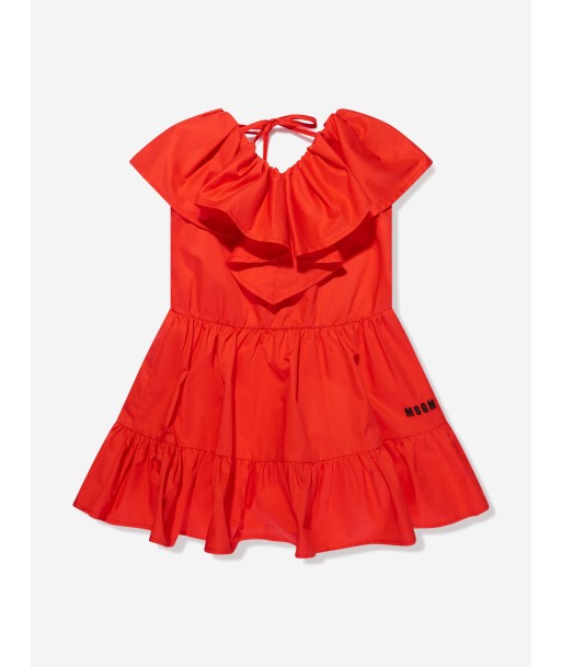 MSGM Girls Ruffle Dress in Red Découvrez la collection