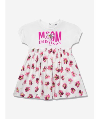 MSGM Baby Girls Daisy Print Skater Dress in White commande en ligne