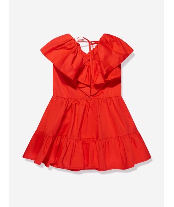 MSGM Girls Ruffle Dress in Red Découvrez la collection