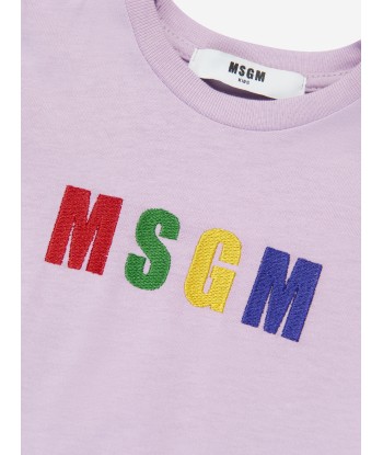 MSGM Baby Girls Logo T-Shirt Dress in Lilac livraison et retour toujours gratuits