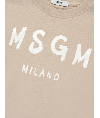 MSGM Kids Logo Sweatshirt in Beige Venez découvrir notre 