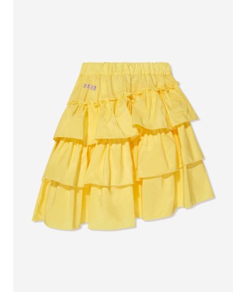 MSGM Girls Midi Ruffle Skirt in Yellow sélection de produits