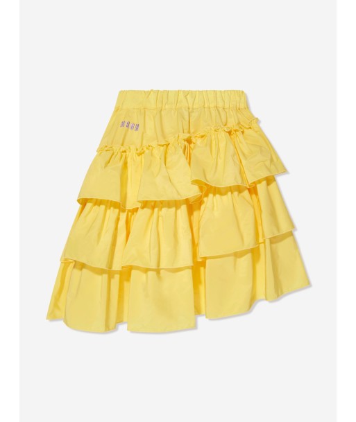 MSGM Girls Midi Ruffle Skirt in Yellow sélection de produits