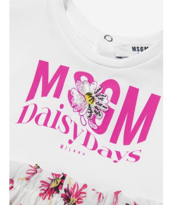 MSGM Baby Girls Daisy Print Skater Dress in White commande en ligne