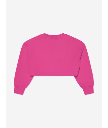 MSGM Girls Cropped Logo Sweatshirt in Pink meilleur choix