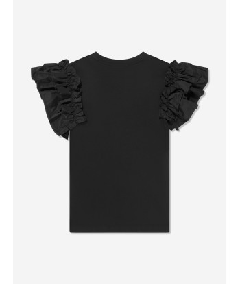 MSGM Girls Ruffle Sleeve T-Shirt Dress in Black de technologie