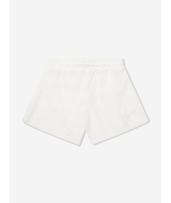 MSGM Girls Flared Shorts in White pas cher