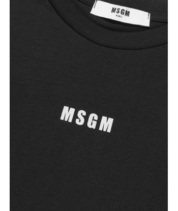 MSGM Girls Ruffle Sleeve T-Shirt Dress in Black de technologie