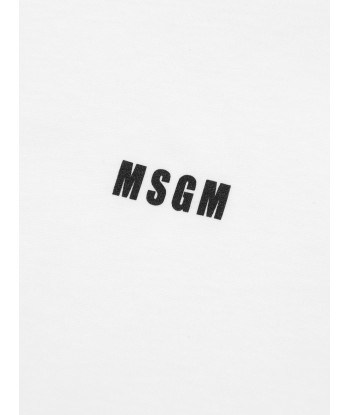 MSGM Girls Ruffle Sleeve T-Shirt Dress in White rembourrage situé sous