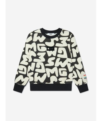 MSGM Kids Logo Sweatshirt in Black Les êtres humains sont 