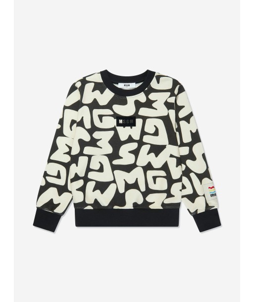 MSGM Kids Logo Sweatshirt in Black Les êtres humains sont 