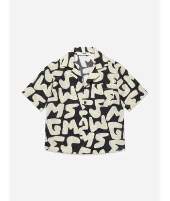 MSGM Boys Short Sleeve Logo Shirt in Black Pour