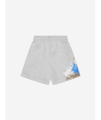 MSGM Boys Paint Splash Bermuda Shorts in Grey en ligne des produits 